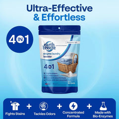 Earth Breeze Enzyme Laundry Booster Powder 2lbs (64 Loads) | Powerful 4-in-1 Bio-Enzyme Formula Deep Cleans, Tackles Odors, Fights Stains and Brightens Whites - No Harsh Chemicals