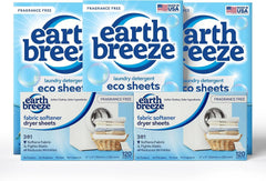 Earth Breeze Fragrance Free Laundry Detergent & Dryer Sheets Bundle – 3PK Laundry (180 Loads) + 2PK Dryer Sheets (120 Loads) – Made in USA, Hypoallergenic