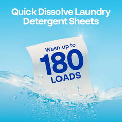 Earth Breeze Laundry Detergent Sheets Fragrance-Free 180 Loads | Eco Liquidless Soap - Travel-Friendly for Hot & Cold Cycles, Tackles Tough Stains & Odors