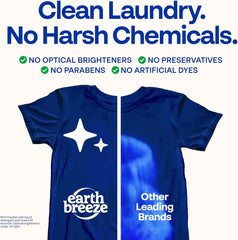 Earth Breeze Laundry Detergent Sheets Fresh Scent 60 Loads | Eco Liquidless Soap - Travel-Friendly for Hot & Cold Cycles, Tackles Tough Stains & Odors - Gentle on Skin