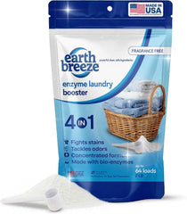 Earth Breeze Enzyme Laundry Booster Powder 2lbs (64 Loads) | Powerful 4-in-1 Bio-Enzyme Formula Deep Cleans, Tackles Odors, Fights Stains and Brightens Whites - No Harsh Chemicals
